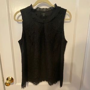 J. Crew Tall Lace Ruffle Neck Top Large